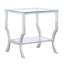 Table de bout carrée en verre, design réfléchissant, touche contemporaine, finition de n'importe quelle pièce, pieds fluides et élégants, armoires