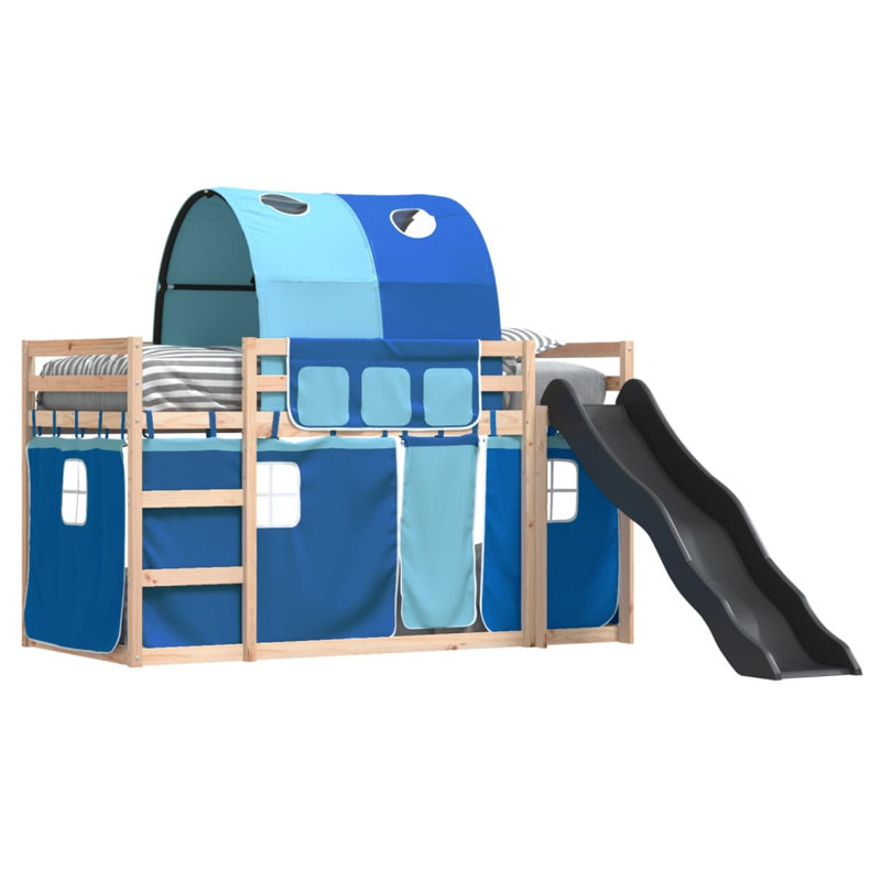 Pocono Bunk Bed Themed Beds with Trundle Included, Single (90 x 200 cm), Blue, Natural