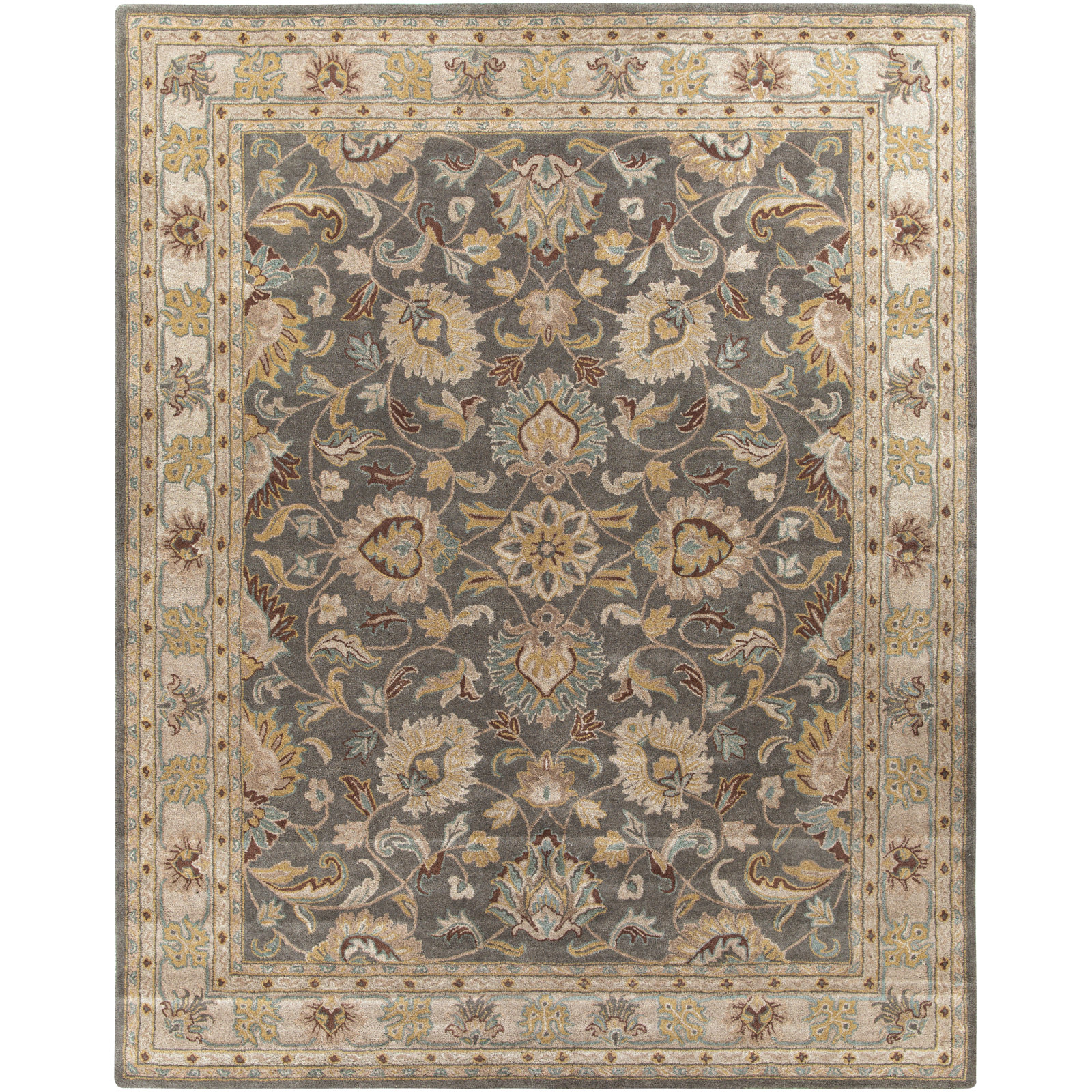 Arden Charcoal Beige Yellow Hand-Tufted Wool Rug, Rectangle 12' x 18'