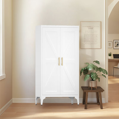 Versatile All-Steel Kitchen Pantry Cabinet With Adjustable Shelving And Secure Magnetic Closure