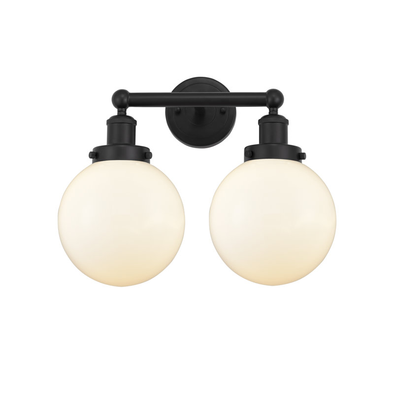Éclairage pour meuble-lavabo à 2 lumières à intensité variable Alfonsa, Noir mat, Blanc mat
