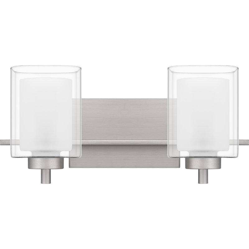 Kolt Brushed Nickel 2-Light Dimmable Vanity Light with Frosted Glass Shades