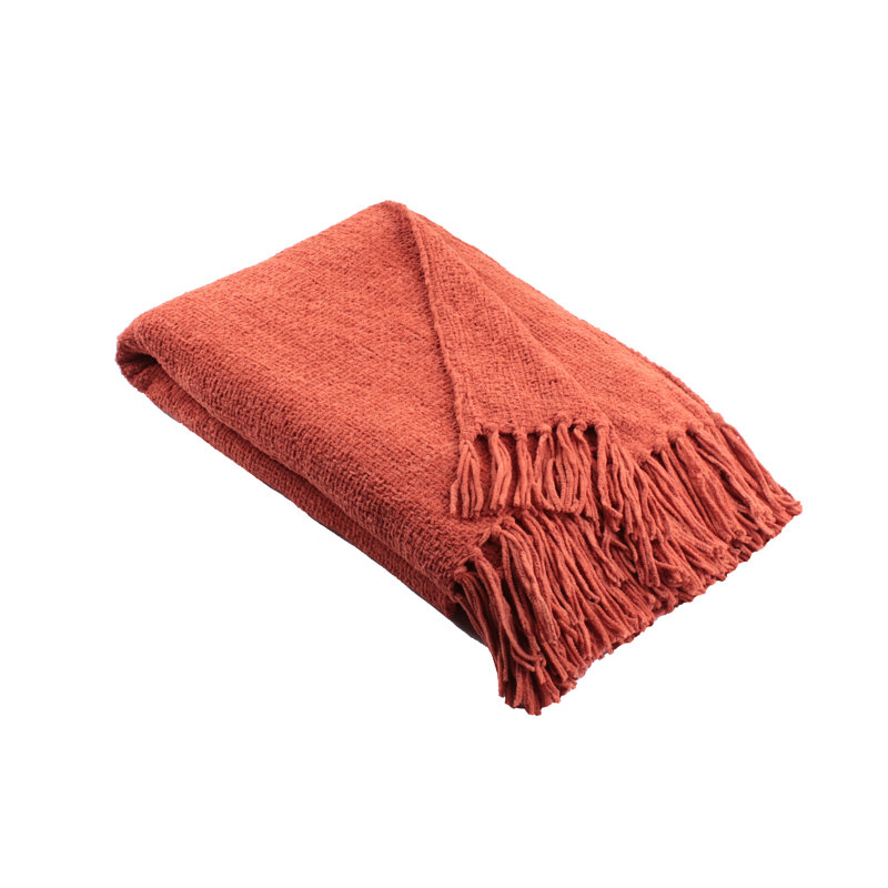 Chenille Throw Throw Blanket, Terracotta