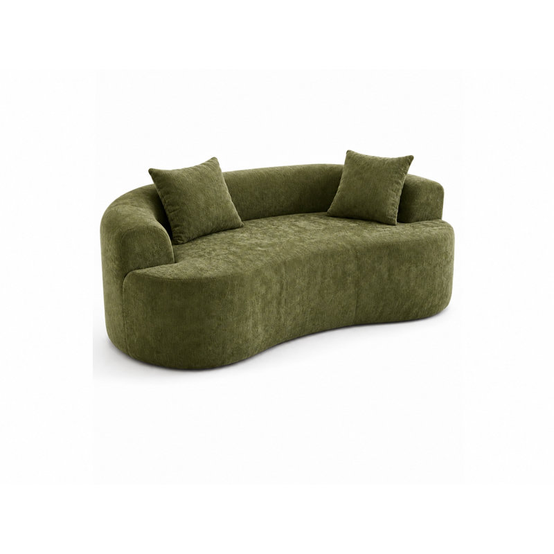 Canapé à deux places incurvé sans os de 170 cm pour petits espaces, canapé incurvé pour salon, canapé compressé livré en boîte avec 2 coussins, petit canapé pour chambre à coucher avec larges accoudoirs et mousse à mémoire de forme, aucun assemblage requis