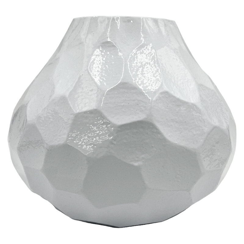 Vase de table en aluminium fabriqué à la main Khyson, Blanc
