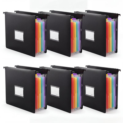 Organiseur de dossiers suspendu accordéon, classeur extensible A4 à 7 pochettes, 7 couleurs, ensemble de 6 pochettes de rangement murales avec porte-étiquettes, solution de classement format lettre pour la maison, la salle de classe et le bureau