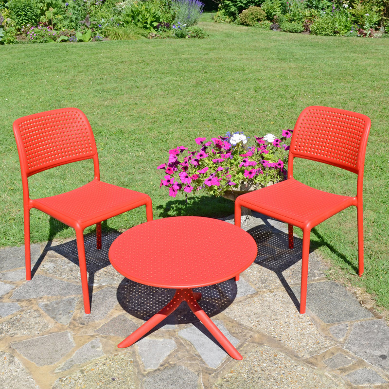 Fordham 2 - Person Patio Dining Set with Round Table, Red