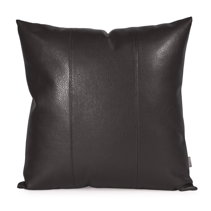 Coussin décoratif en similicuir, 20 po x 20 po, Noir