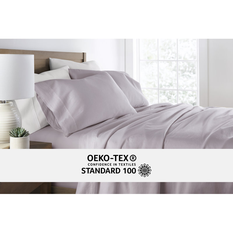 Mauve Full Cotton 4-Piece Solid Sheet Set