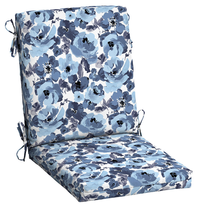 ARDEN Outdoor Lounge Chair 3.5" Cushion, 3.5" H x 20" W x 20" D, Blue/White
