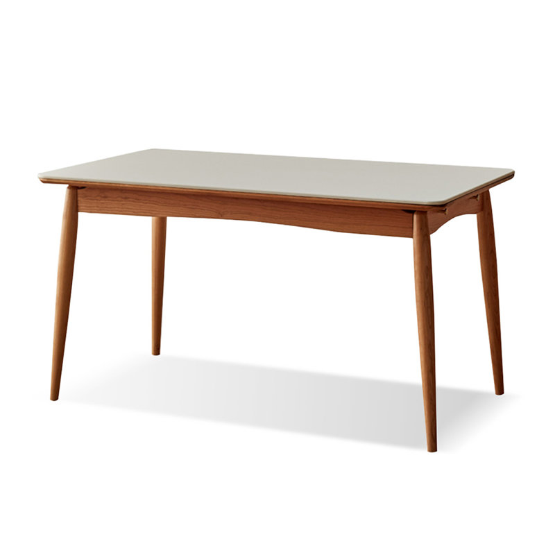 White Rectangular Stone with Solid Dining Table For Dining Room/Kitchen, 29.53"H x 55.12"L x 31.5"W, White