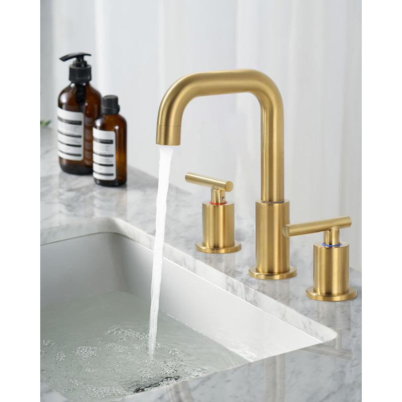 Robinet de salle de bain à 2 poignées avec drain, Or