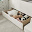 Lit pour enfant multifonctionnel confortable avec garde-corps et rangement, lit simple avec marchepied de sécurité, tissu Boucle-352996227