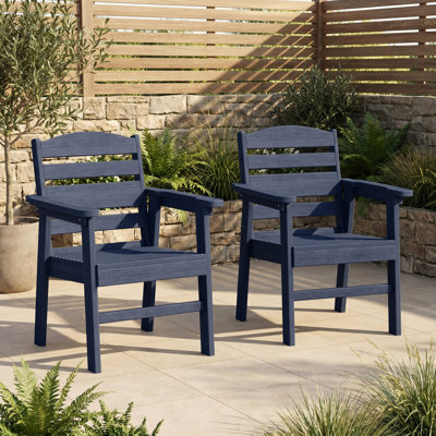 Chaises de patio en HDPE pour l'extérieur, empilables et résistantes aux intempéries avec dossier ergonomique