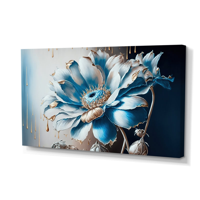 «Ice Blue Daisy I», reproduction d'art sur toile, H 40 po x l 60 po