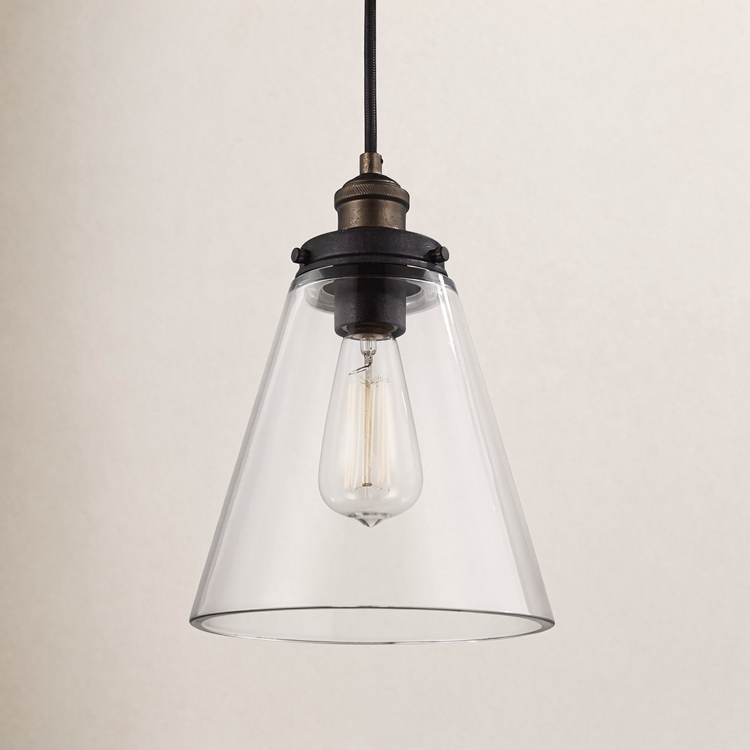 Topanga Dimmable 1 - Light Pendant, 11.62" H x 8.5" W x 8.5" D, Painted Aged Brass/Dark Weathered Zinc