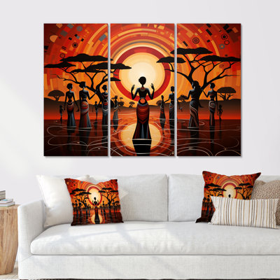 Sacred Full Moon Tribal Celebration - ensemble de salon art mural africain