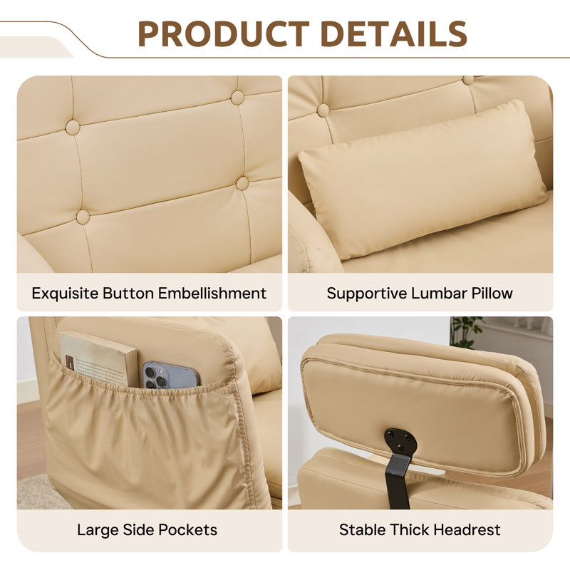 Fauteuil de bureau Criss, Simili cuir, Beige