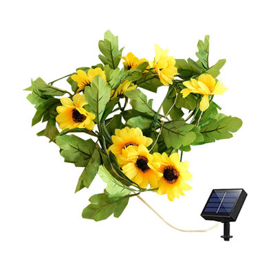 Night Light  Outdoor Sunflower Solar Garland Lights Greenry Vines Branches Decorative Garden Lamp Floral Light For Fence Patio Yard Walkway