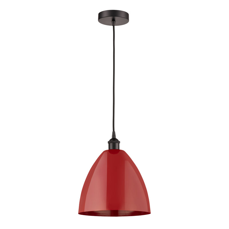Luminaire suspendu conique 1 lumière, Rouge, Bronze huilé, H 14,75 po x l 12 po x P 12 po