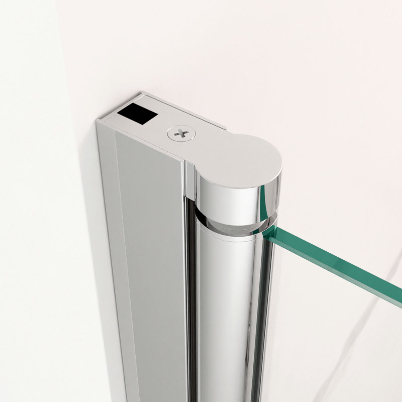 Porte de douche circulaire pivotante sans cadre de l 32 po x H 72 po avec verre trempé de 1 po d'épaisseur (6 mm), Chrome