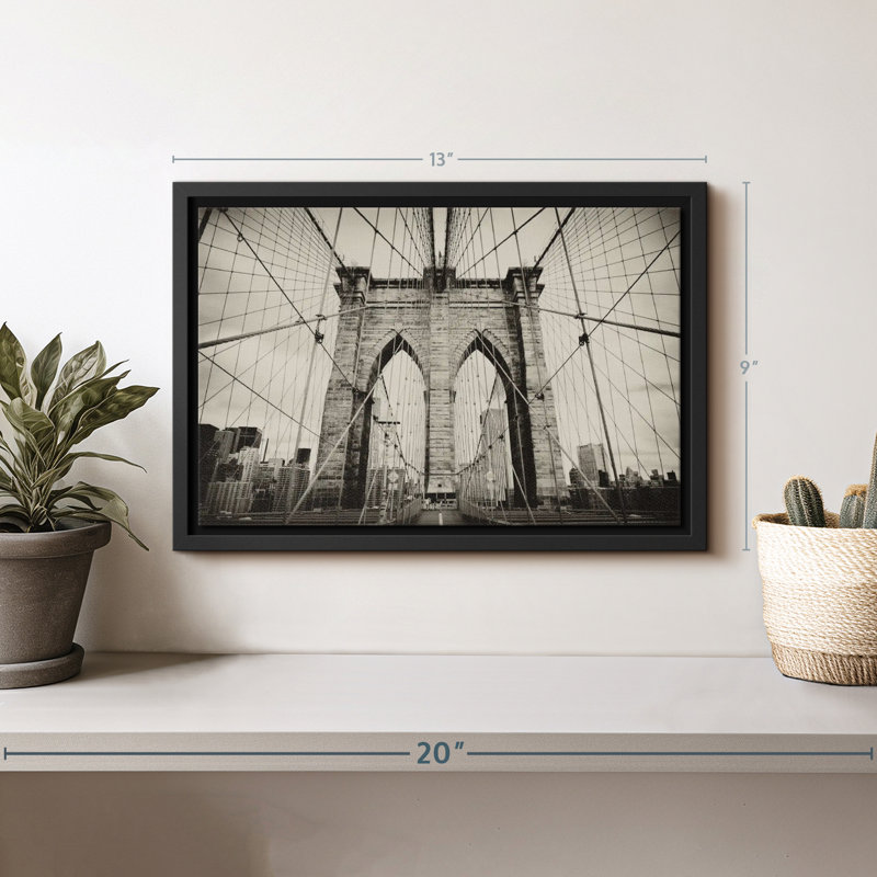 "Art mural pont de Brooklyn monochrome", H 9 po x l 13 po