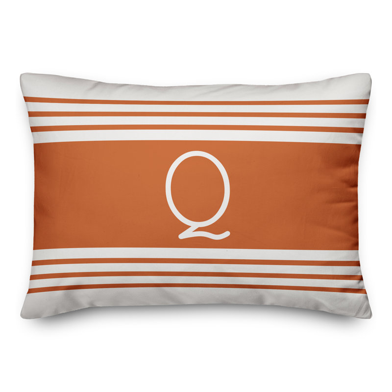 Striped Throw Pillow, Q, Orange