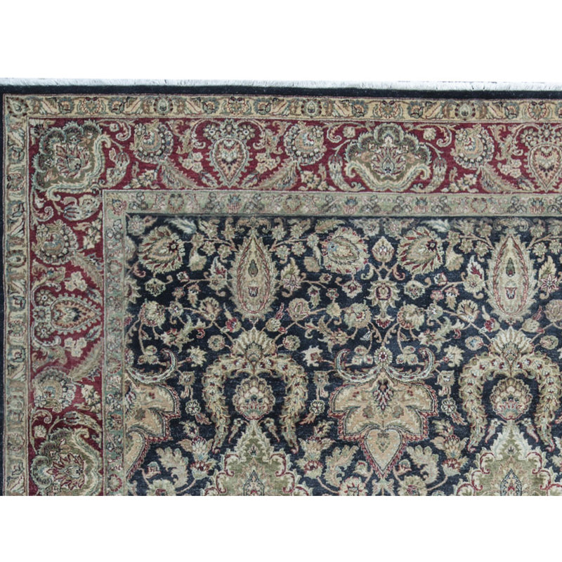 Tapis noir et rouge de haute qualité noué à la main