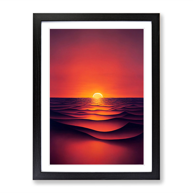Wonderful Ocean Sunset - Single Picture Frame Print, Black Framed, 64cm H x 46cm W x 2cm D