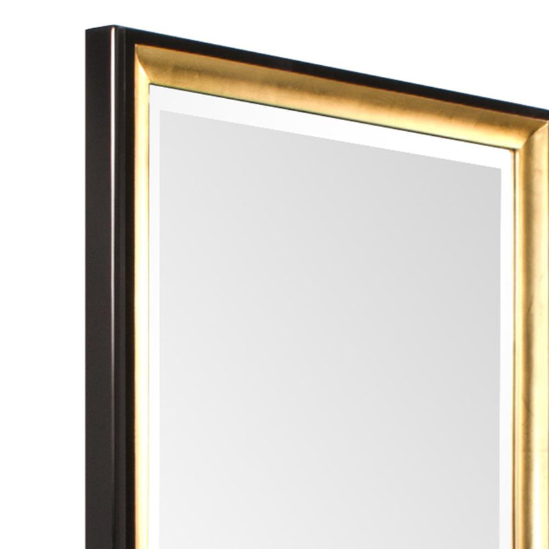 Calek Modern & Contemporary Beveled Gold Trimmed Wall Mirror, 72" H x 24" W