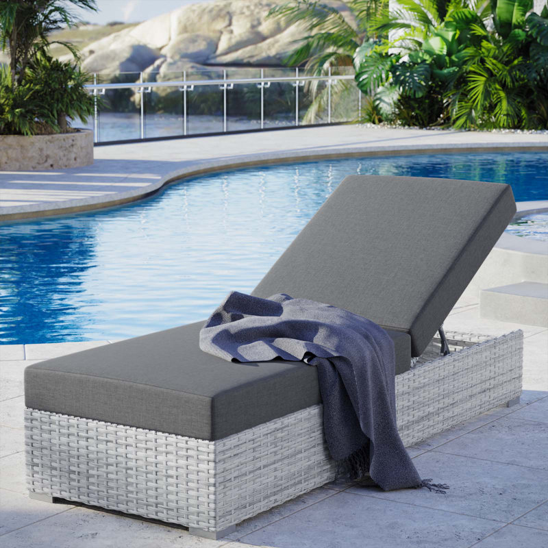 Modway Convene Outdoor Patio Chaise, Charcoal