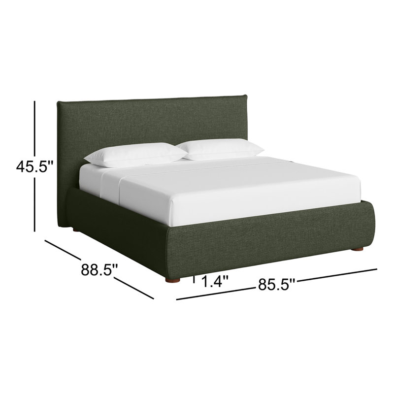 Timothy Upholstered Low Profile Platform Bed, King, Wheat Basketweave, 45.5