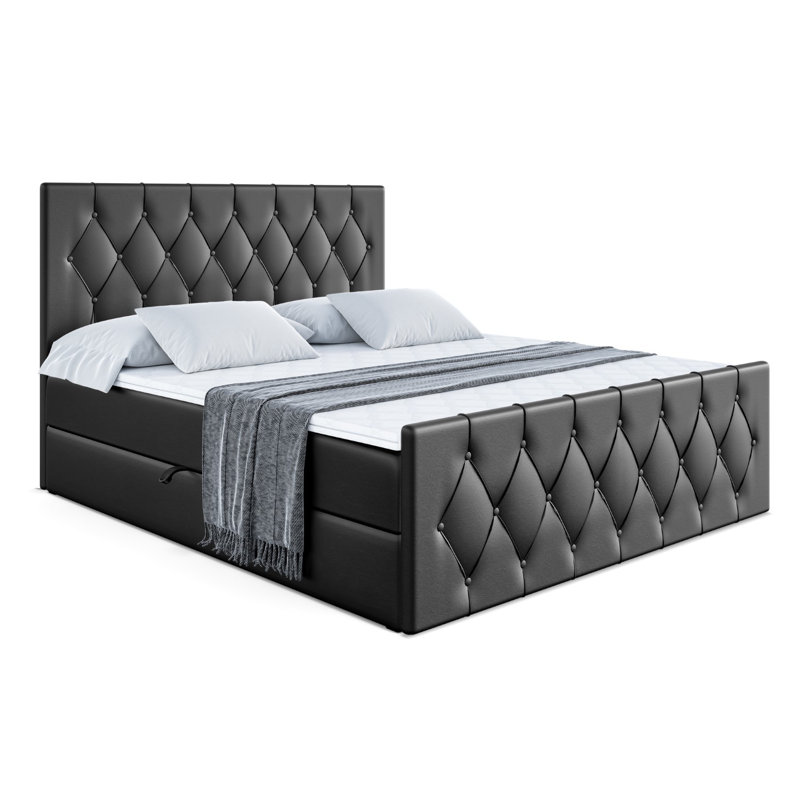Sabeehah Divan Bed with Mattress, Black, 120 x 200cm