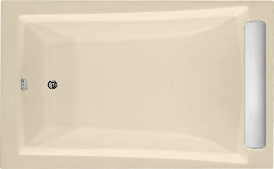 Regal 71'' x 34'' Soaking Fiberglass Bathtub, Bone, Satin Chrome