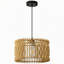Luminaire suspendu en bois noir mat 1 lumière à hauteur réglable avec abat-jour cylindrique en bois naturel