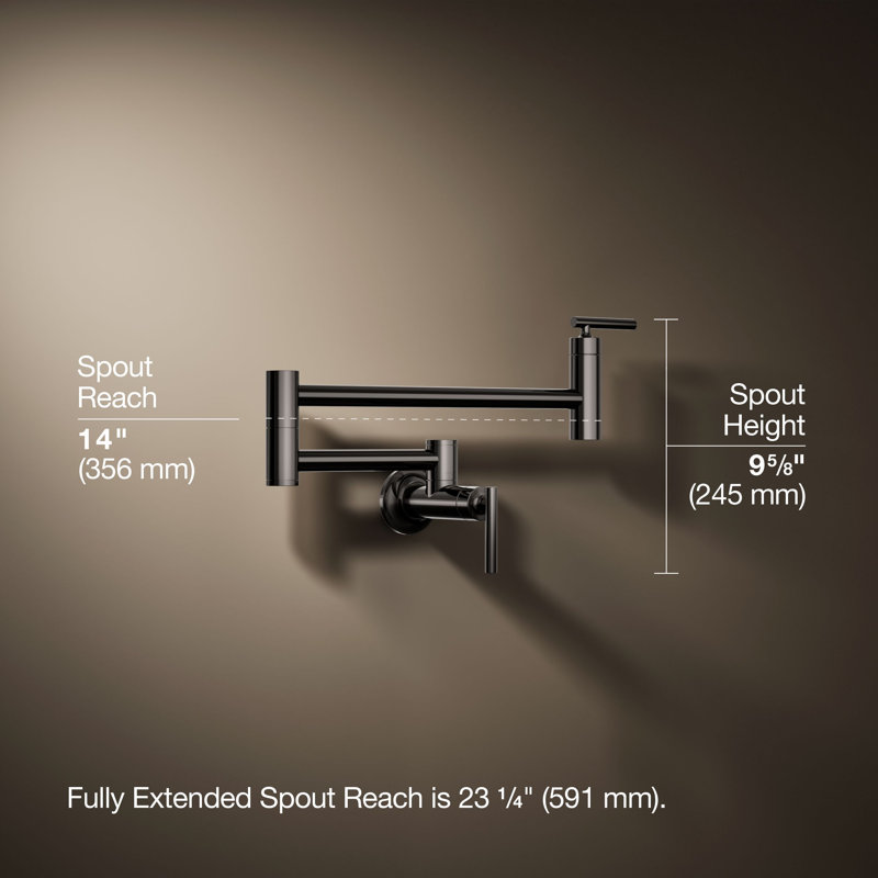 Wall-Mount Pot Filler Faucet, Swing Arm Kitchen Pot Filler Faucet, Titanium