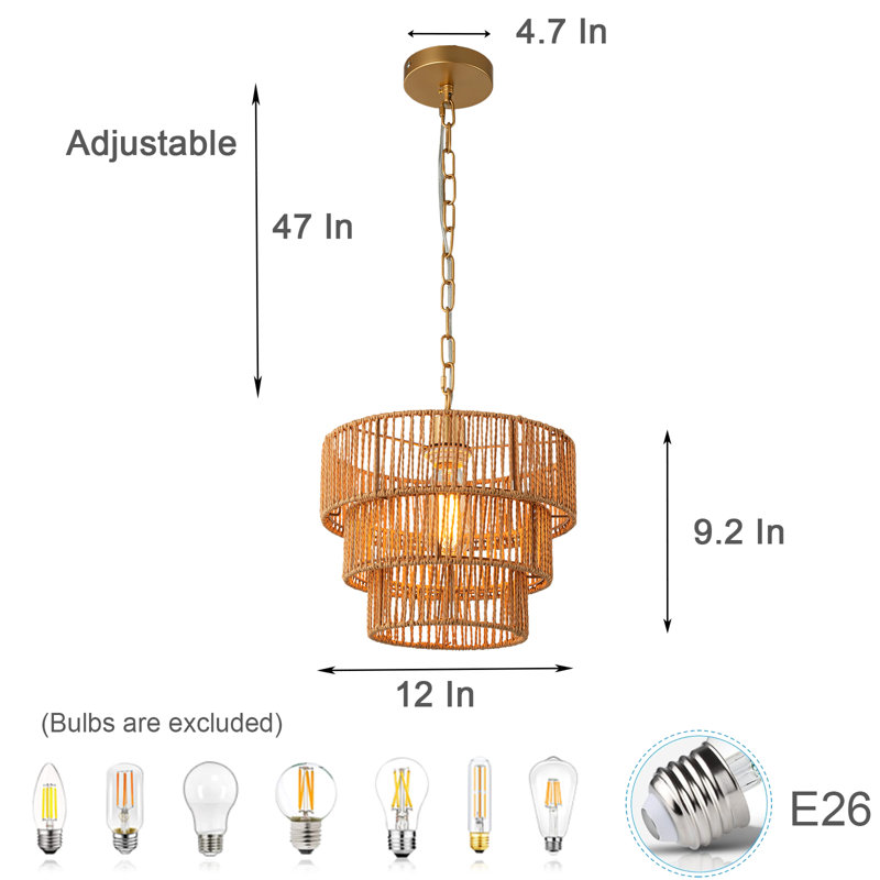Lustre suspendu 1 lumière Boho, Laiton