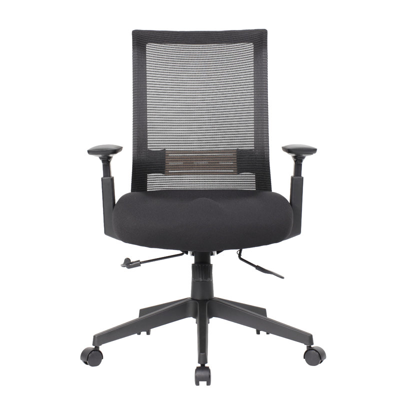 Rolling Task Chair, Black Mesh, Foam Padded Built-In Seat Slider