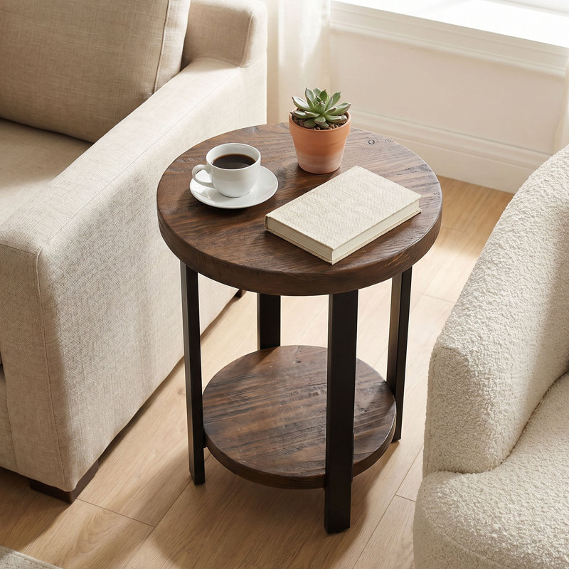 Table de bout ronde 20 po avec 2 tablettes Pomona