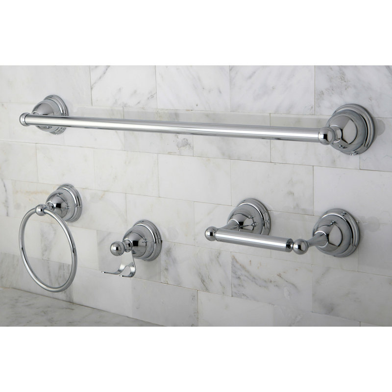 Kingston Brass Restoration 4-Piece Bathroom Hardware Set, Polished Chrome