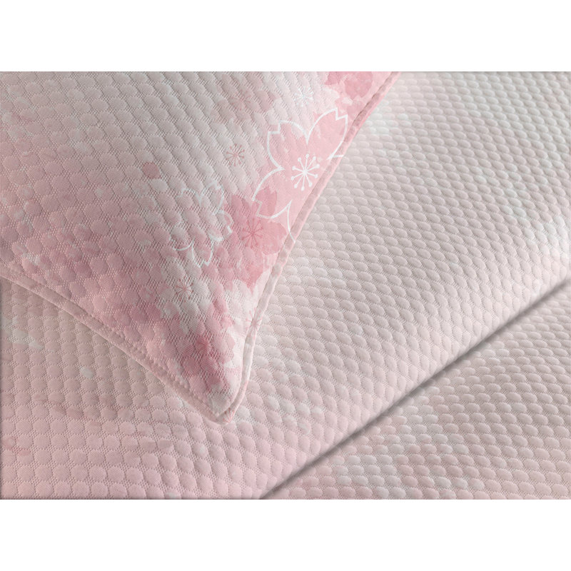 Ambesonne Pink Bedspread Cherry Blossom, King Bedspread + 2 Standard Shams