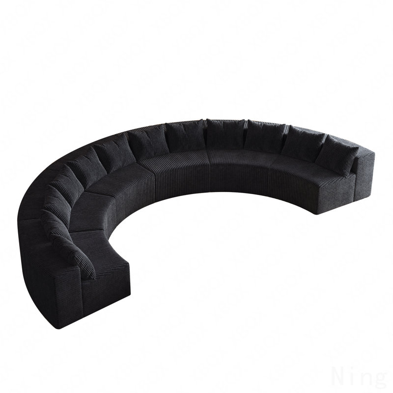 Canapé incurvé Boneless, H 30,5 po x l 181 po x P 36 po, 6, Noir