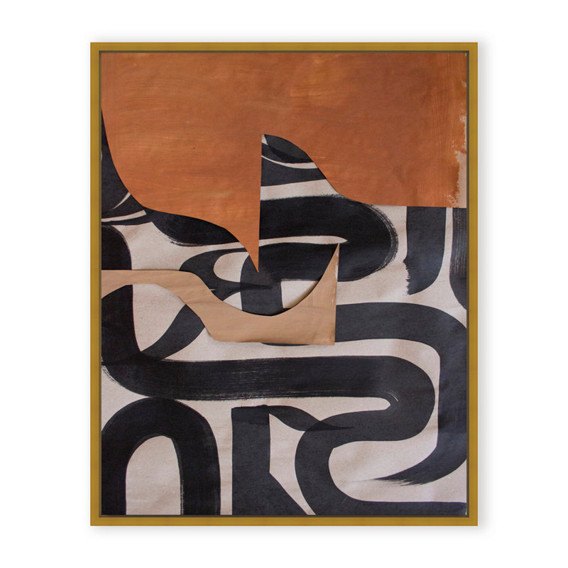 Gai: A Symphony Of Abstraction, Framed Canvas, Beige, 30" H x 24" W x 2.375" D