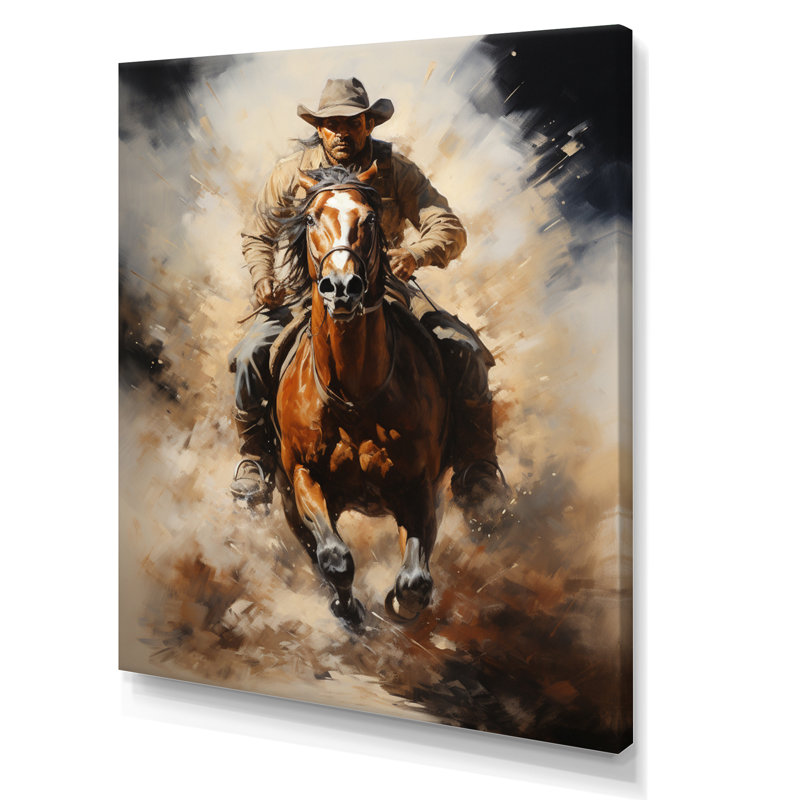«Yoosuf Cowboy Prairie Wind II - Cowboys», reproduction d'art sur toile, H 40 po x l 30 po x P 1,5 po, Toile tendue