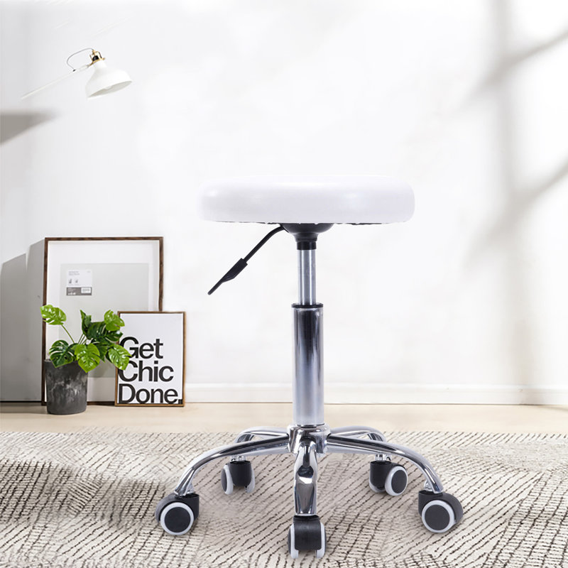 Adjustable Height Lab Stool Wheels, White