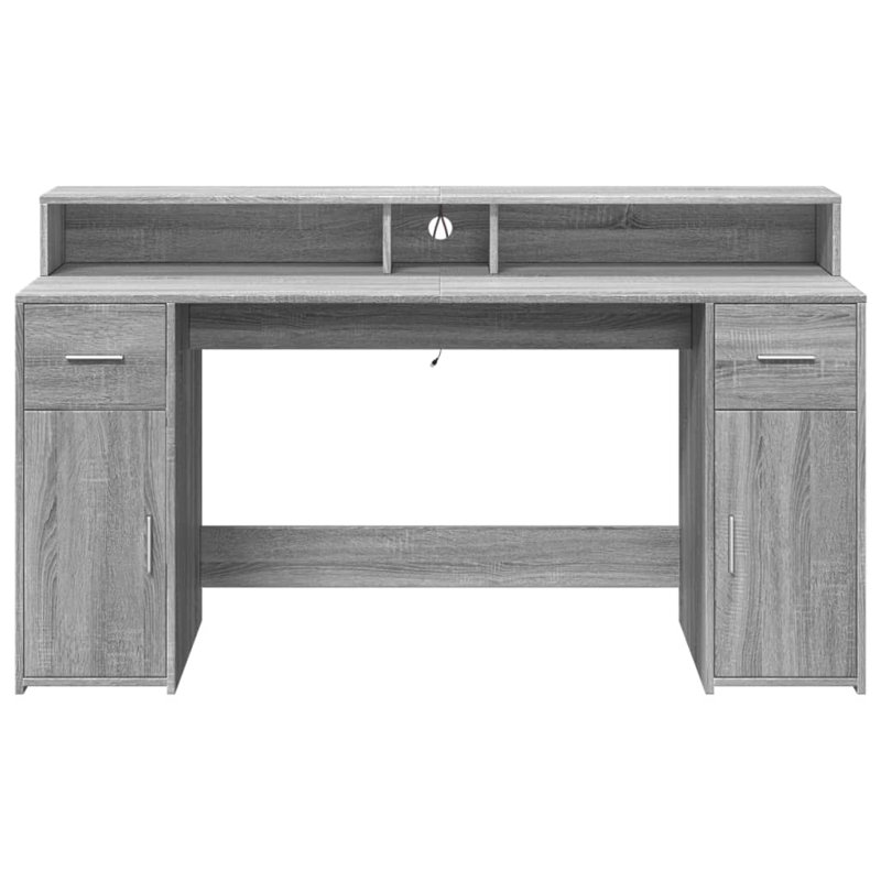 Computer Desk, Grey/Sonoma, 91cm H x 160cm W x 55cm D