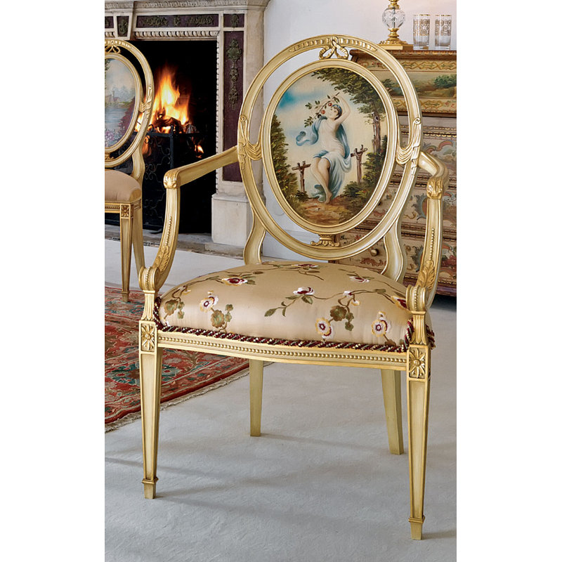Solid Wood Arm Chair in Gold