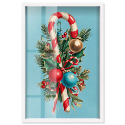 Décoration murale de Noël «Candy Cane Bouquet II» par Art Remedy, cadre blanc, 31 x 46