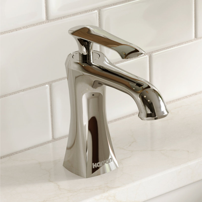 Robinet pour salle de bain à poignée simple à un trou avec drain escamotable Karran Woodburn, Chrome