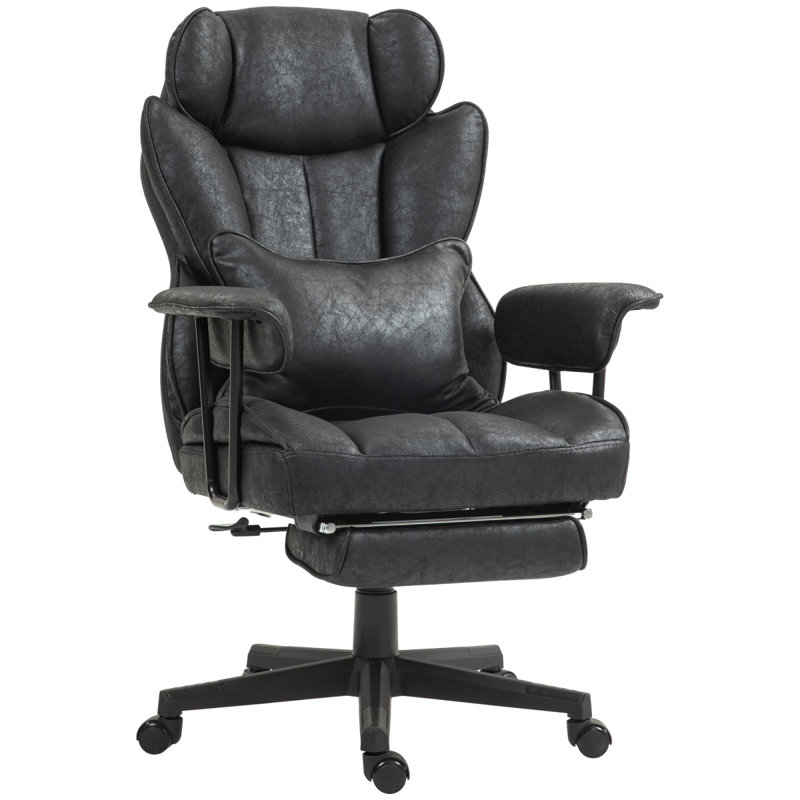 Executive Office Chair, 400LBS Big And Tall Office Chair With Foot Rest, Microfiber Computer Desk Chair With Lumbar Support, Reclining Function And Wide Seat